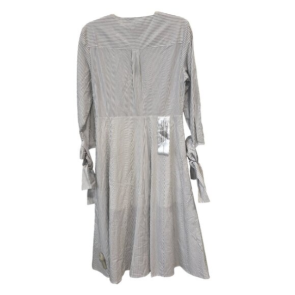 BCBGMAXAZRIA Button Front Striped Midi Dress Womens Small White Black Formal NEW - Picture 3 of 15